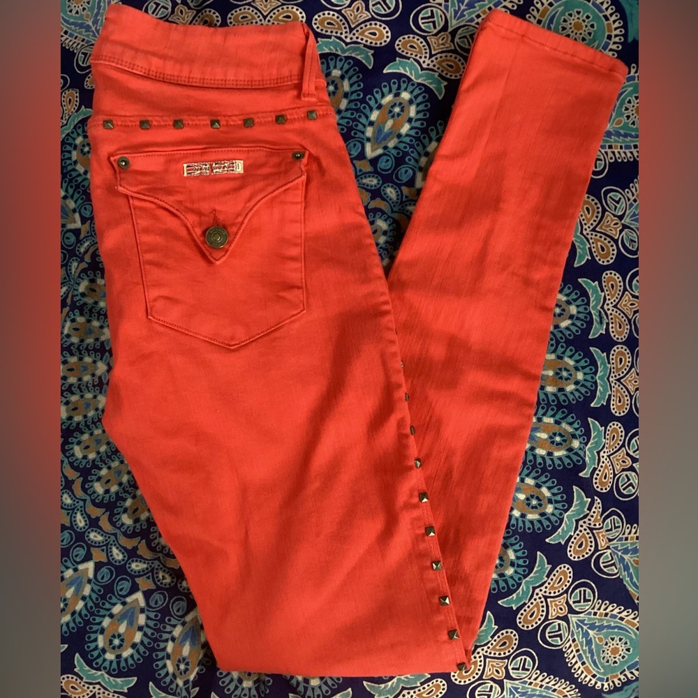 Hudson Premium Jeans Vibrant Red Collin Midrise Skinny Jeans 29